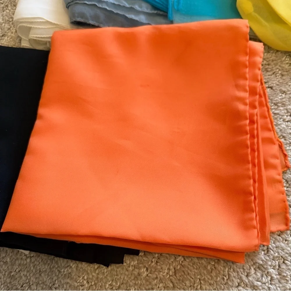 Solid Color Vintage Scarves Scarf Yellow Orange Purple Cream Black Blue Lot 8x